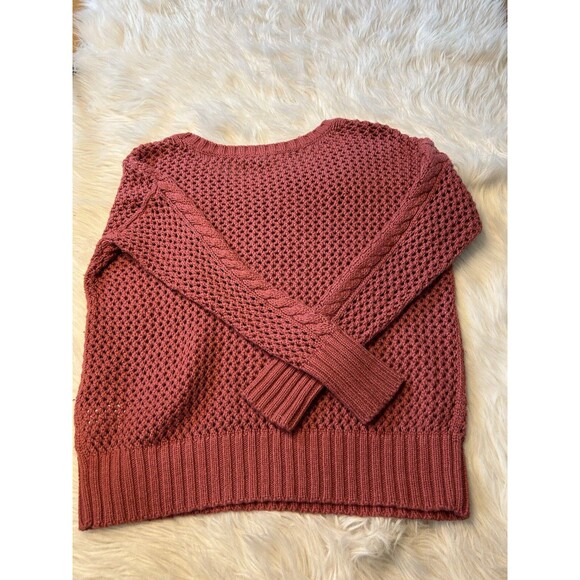 American Eagle Women's Small Rose Mauve Open Knit Sweater - Picture 4 of 7